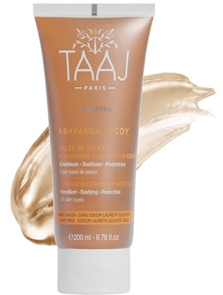 TAAJ | Gelée de Douche Gourmande Fleur d'Oranger - ABHYANGA | Gel douche parfumé nettoie et nourrit en douceur | Vegan, Cruelty Free, Fabriqué en France | 200 ml