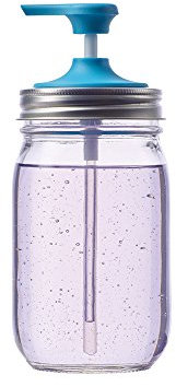 Jarware 82648 Plastic Lid for Regular Mouth Mason Jars, Blue Soap Pump