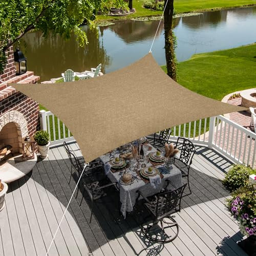 jarolift Toile d'ombrage carrée, Respirante, Pare-Soleil, Voile de Protection Solaire pour terrasse, Jardin, Balcon, Tissu HDPE, 360 x 360 cm, Sable