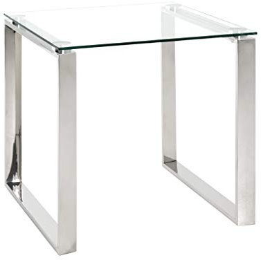 HAKU Möbel Table d'appoint Acier INOX, INOX, Verre trempé 8 mm - Dim.: L 55 cm x H 55 cm x P 55 cm, Style: Modern
