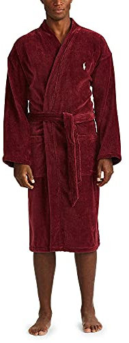 POLO RALPH LAUREN Terry Shawl Robe Classic Wine/Chic Cream Pony Player MD