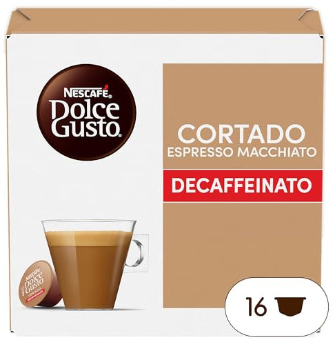 NESCAFÉ Dolce Gusto Cortado Descafeinado - Cápsulas de Café, 16 Cápsulas (1 x 16) - Originales para cafeteras Dolce Gusto