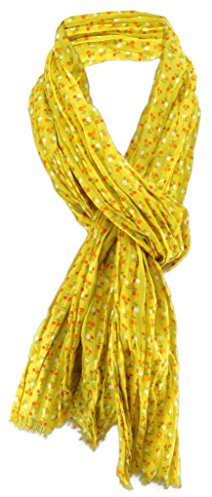 TigerTie Damen Halstuch in gelb senfgelb Blumenmuster Gr. 180 cm x 50 cm - Tuch Schal Baumwolle