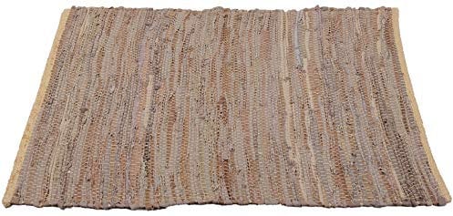 Flickenteppich Rund 70 x 180 cm aus handgewebter Baumwolle in Leder Beige - viele Variationen