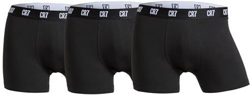 Intersport Intersport CR7 Boxershorts Herren, Basic Trunk aus Baumwolle mit Engen Band, langem Hosenbein, 3er Pack, Schwarz, M