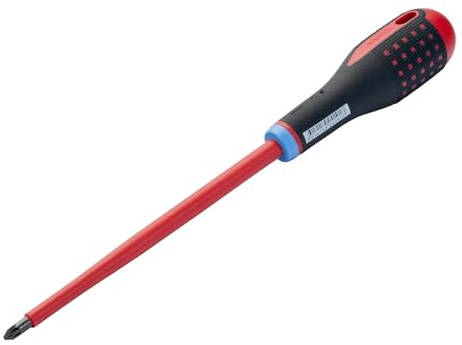 Bahco Ergo VDE Pozidriv PZ2 Screwdriver PZ2 x 100mm | 1000V Rated Pro | Popular Wrench | sizes included | Precision adjustment | Durable construction | Professional trade use