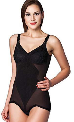 Miss Perfect Dessous Damen Shapewear Body Trim Korselett Damen stark formend Shape Body figurformend Shaping Body Unterwäsche in Schwarz Größe 95B