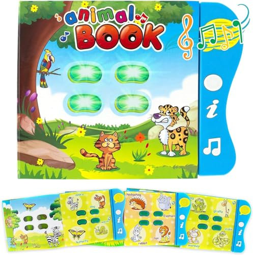 Boxiki Kids Englisch Tiergeräusche Lernbuch, Beschäftigungsbuch für Kleinkinder und frühe Kindesentwicklung. Elektronisches Tierbuch: Zum abspielen von Musik, lernen von Tiernamen, Geräuschen und mehr