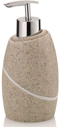 kela Seifenspender 300 ml Talus, Seifenspender beige, Natursteinoptik, Pumpflasche, Spülmittelspender nachfüllbar
