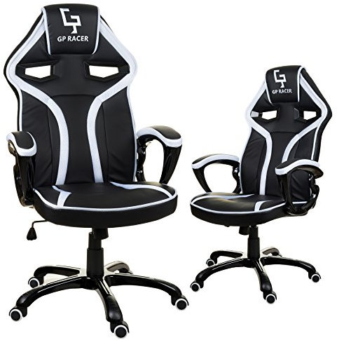GIOSEDIO GP Racer Gaming Chefsessel Bürostuhl Modisch Racing Stuhl Computerstuhl (Schwarz/Weiß)