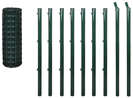 vidaXL Eurozaun-Set Maschendrahtzaun Gartenzaun Drahtzaun 10 x 1,2 m Stahl Grün