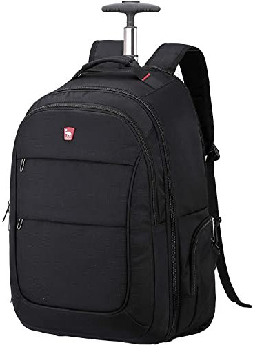 OIWAS Rucksack mit Rollen Trolley Reisetasche Handgepäck 17,3 Zoll Rucksack Backpack mit Rollen Tasche für Laptop Business Reise und Urlaub 36L Schwarz