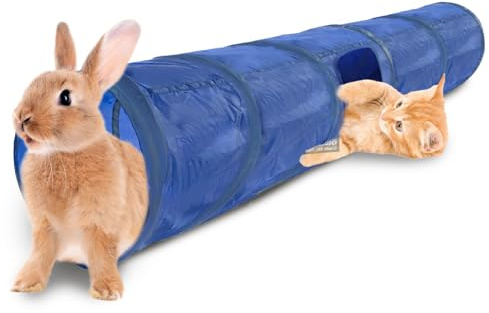 SunGrow Cat & Bunny Tunnel for Indoors, Connect Cat Tree, Hideaway Toys & Accessories Encourage Exercise for Dwarf Rabbits, Ferrets, Kitty, Guinea Pig,