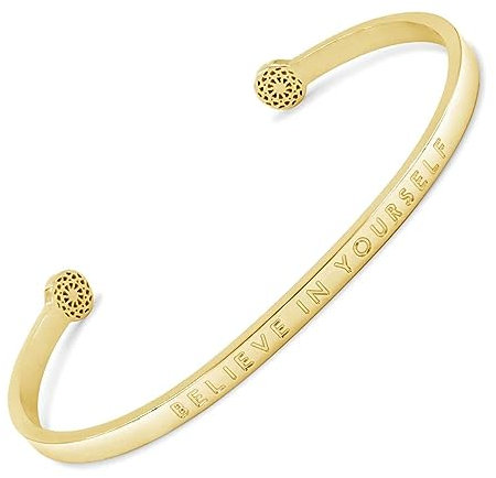 SIMPLE PLEDGE | Believe in Yourself Armreif | Armband Damen mit Gravur in Silber, Gold, Roségold | Perfekt als Schmuck Geschenk | Blindgravur