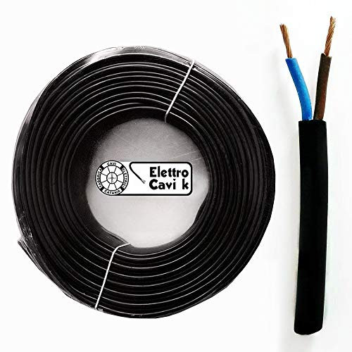 ELETTROCAVI K - CAVO ELETTRICO H07RN-F 2x6 mm² IN GOMMA NEOPRENE SUPER FLESSIBILE USO INTERNO/ESTERNO BIPOLARE 2 POLI CPR 0,6/1 kV IEMMEQU PROFESSIONALE MADE IN ITALY 50 METRI