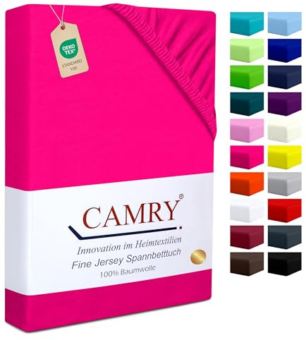 Camry Spannbettlaken 180x200cm - 200x200cm Pink Baumwolle Bettlaken Jersey Spannbetttuch Oeko-Tex