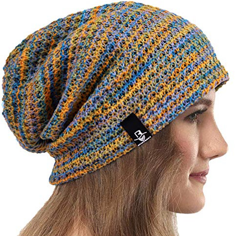 VECRY Damen Lässige Mütze Stricken Baskenmütze Gerippte Schädelkappe Winter Sommer Hüte (Colorful Blau)