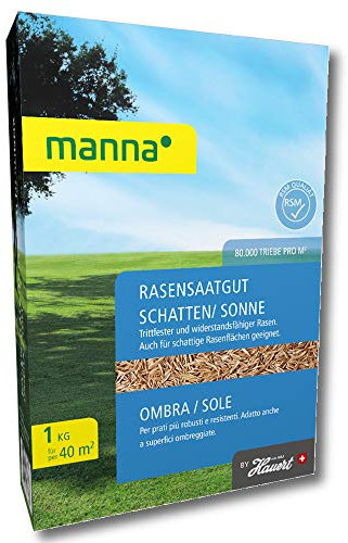 Manna Rasensamen Schattenrasen Sonnenrasen 1 kg Grassamen Rasensaat 40 m²