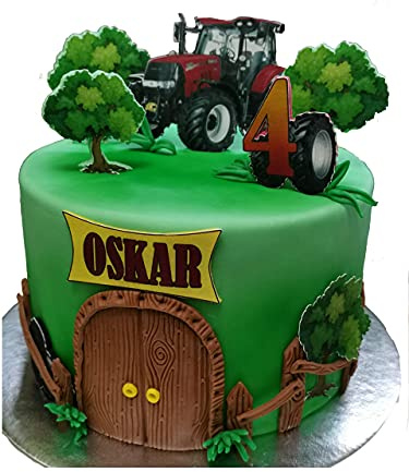 Traktor rot ,13cm Tortenaufleger Geburtstag, … Deckopapier, Zuckerpapier