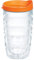 Tervis Clear & Colorful Lidded Made in USA Double Walled Insulated Tumbler Travel Cup Keeps Drinks Cold & Hot, 10oz Wavy, Orange Lid