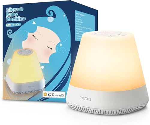 Einschlafhilfe Baby Smart Nachtlicht funktioniert mit Apple HomeKit, Baby WLAN Nachtlicht für Kinder mit Weißes Rausche, dimmbar white noise Maschine kompatibel mit Siri, Alexa und Google Assistant