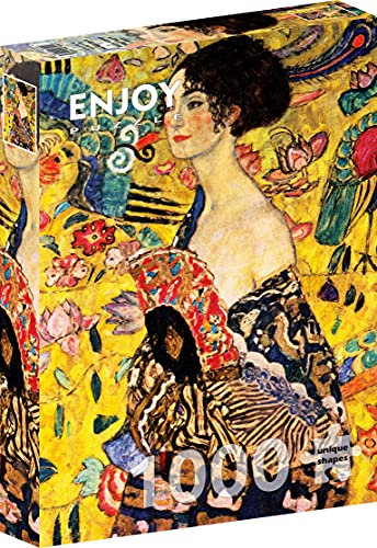 Enjoy Puzzle – 1000-teiliges Jigsaw Puzzle – Matte Finish, Soft Touch, Sturdy and Unique Pieces, Tight Fit, Vivid Colors, Missing Pieces Service – Lady with a Fan – Klimt Famous Art Nouveau Painting