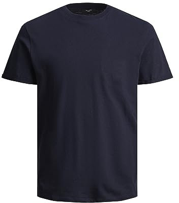 JACK & JONES Jprblatropic Solid SS Tee Crew Neck SN T-Shirt, Perfect Navy, S Uomo