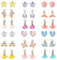 Pinkgarden 18 Paar Clip On Ohrringe für kleine Mädchen, Kinder Schmuck Ohrringe Set, Einhorn Blume Meerjungfrau Ohrclip, Mädchen Verkleiden sich