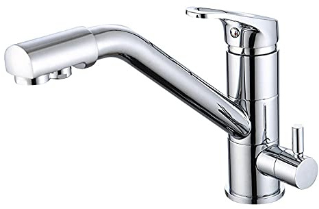 Kitchen Taps Filter 3 Way Kitchen Tap with Water Filter Way 360 Degree Swivel Sink Mixer Tap Drinking Purifier Water Tap-Chrome