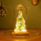 DEDEMCO Mini albero di Natale da tavolo in vetro con cupola di vetro, 22 cm, piccolo albero di Natale illuminato con base in legno, a batteria, LED colorato per albero di Natale, regalo per amici di