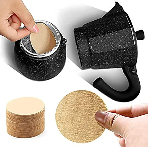 DBOO 100 Stück ungebleichtes Naturpapier – Kaffeefilter, rund, Ersatz-Kaffeefilter, passend für Aerobie Aeropress Kaffee- und Espressomaschinen (6,4 x 6,4 cm)
