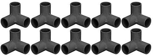 10 Stück 3-Wege-Rohrverschraubungen, PVC-Kunststoff-T-Stück, 90-Grad-Winkel, Eckverbinder, 25 Mm, 2,5 Cm Innendurchmesser für Wasserrohre, Möbel, Gewächshaus-Rohrverbindungen(Schwarz)