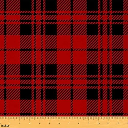 Tela de rejilla retro de tapicería para sillas, tela de rejilla de pago negra roja para exteriores de The Yard, tela nórdica de Halloween con patrón de rejilla para tapicería y proyectos de bricolaje