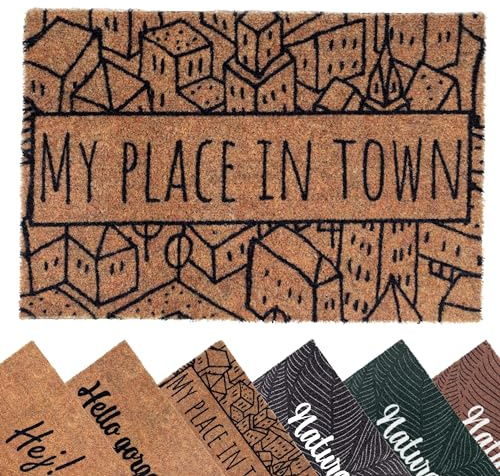 Primaflor Schmutzfangmatte Country | Place in Town | 40 x 60 cm | 7 mm hohe Türmatte aus 100 % Polyamid mit rutschhemmender Vinyl-Rückseite für Eingang, Flur und Tür