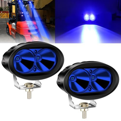 Ygmylandbb Led Forklift Light, 20W LED Forklift Lights 12V-80V Warning Work Lights Spotlight for Fork Truck Security Warehouse Indicator, Oval Blue 2Pcs