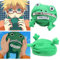 YIGEBAG Mini porte-monnaie portable en polaire pour enfants Motif grenouille Vert, bleu