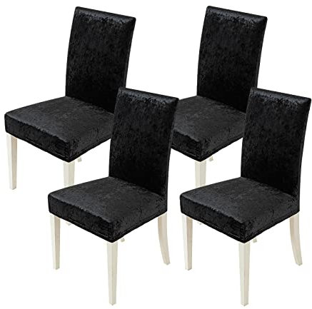MIULEE Stuhlhussen 4er Set Elastische hussen Stuhlbezug Schwingstühle Hussen für Stühle Schwarz,Samt Stuhlbezüge für Bürostuhl Bezug Küche Wohnzimmer Bankett Familie Hochzeit Party Stuhlhusse
