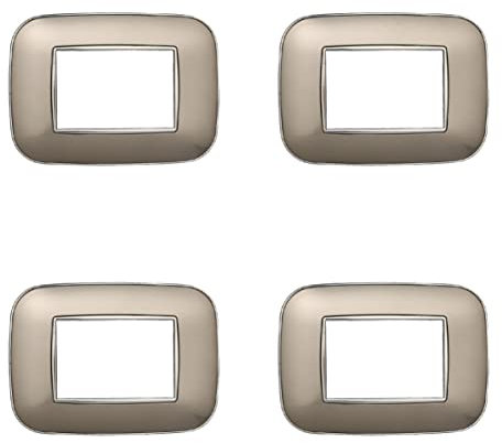 4 Pezzi Placche Compatibile Con Bticino Axolute, Placche Plastica Ovale (3 Posti/Moduli,Titanio)