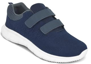 Pegasus Men's Wide Fit Touch Fasten Trainer – Breathable Mesh Design Shoe Navy 9