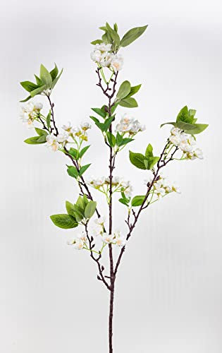 Apfelblütenzweig 95cm JA Kunstblumen Seidenblumen künstliche Apfelblüte Apfel Zweige Blumen (Weiß)