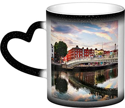 Dublin Irland Ha Penny Bridge River Print Farbwechsel Tasse in the Sky Keramiktasse personalisierte Geschenke für Familienliebhaber Freunde
