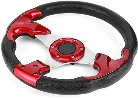 Volante Tbest 320Mm 12.5In Volante per Auto da Corsa con Pulsante Clacson Parte Modificata Universale in PVC Colore Rosso