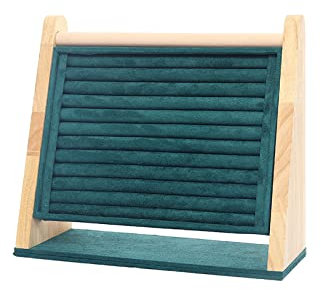 Gittcoll Stand de Rangement Bijoux Bois Massif Grande Capacité Organisateur Suspendu Présentoir avec 10 Fentes Bande pour Broche Boucles D'oreilles Bijoux Bagues Bibelots (Vert Foncé)