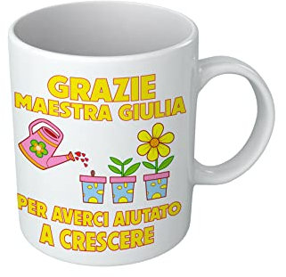 t-shirteria Tazza Maestra Nome Personalizzato Fiore Imparare Crescere annaffiare Fine Scuola Materna Asilo Elementare Alunni Bambini Idee Regalo Maestre