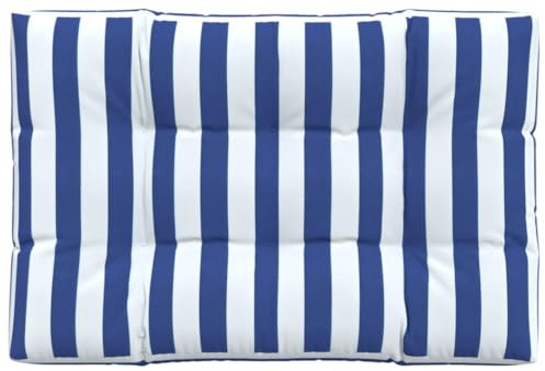 vidaXL Coussin de Palette, Galette de Chaise Rembourrée, Décoration Salle de Séjour Jardin Terrasse, Rayures Bleues et Blanches 120x80x12cm Tissu