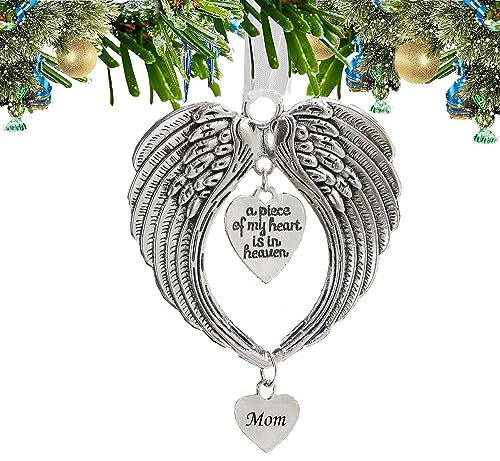 LYPER Angel Wings Pendants - Heart Shaped Ornaments for Christmas Tree Hanging Decoration (Mom)