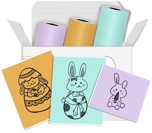 T02 Thermopapier Lila/Grün/Orange (3 Rollen) – 53mm x 5m Selbstklebend | Kompatibel mit T02/M02X/M02L & Memoking T02 Mini Drucker, für Fototexte, Schule, Werkzeug