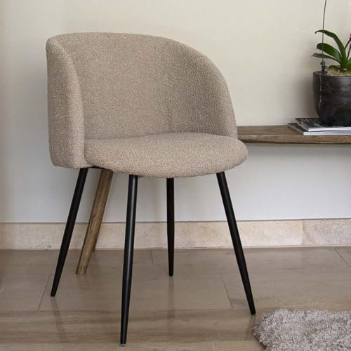 Milton & Oldbrook Bouclette Chaise de Salle à Manger Budapest Taupe - Noir