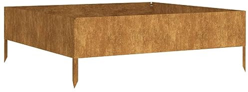 vidaXL Fioriera Rialzata da Giardino 100x100x33,5 cm in Acciaio Corten, fioriera, Supporto per vasi, Vaso, Vaso per Fiori, Supporto per Vaso