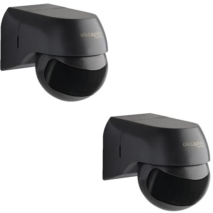 Oktaplex 2er Set Ana Bewegungsmelder Aussen schwenkbar 230 V IP44 180° Bewegungssensor 10 m Reichweite Aufputz anthrazit Infrarotsensor schwarz